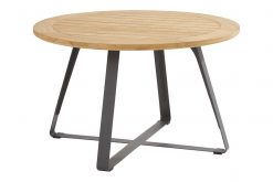 91150 91151  basso teak top 130 cm with steel frame anthracite 247x165 - Taste Basso tuintafel - rond - teak hout - 130 cm.