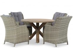 buckingham tuinset naturel 5d sand city 247x165 - Garden Collections Buckingham/Sand City rond 120 cm dining tuinset 5-delig