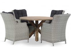 buckingham tuinset new grey 5d sand city 247x165 - Garden Collections Buckingham/Sand City rond 120 cm dining tuinset 5-delig