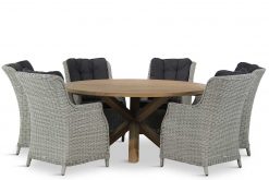 buckingham tuinset new grey 7d sand city 247x165 - Garden Collections Buckingham/Sand City rond 160 cm dining tuinset 7-delig