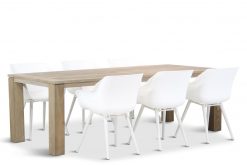 hartman sophie studio white met brighton teakhouten tuintafel 240 bij 100 cm 247x165 - Hartman Sophie studio/Brighton 240 cm dining tuinset 7-delig