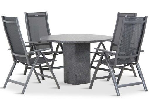 royal club tuinset antracite 5d graniet rond 510x340 - Hartman Royal Club/Graniet 120 cm dining tuinset 5-delig