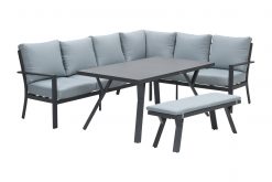 sergio 3 delig rechts met bank lr 247x165 - Sergio lounge dining set rechts - Carbon black/Mint grey - 4-delig