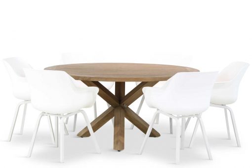 sophie tuinset white 7d sand city 510x340 - Hartman Sophie element/Sand City rond 160 cm dining tuinset 7-delig