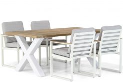 soray aluminium tuinstoel cardiff dining tuintafel teak aluminium 4p tuinset 247x165 - Lifestyle Soray/Cardiff 180 cm dining tuinset 5-delig