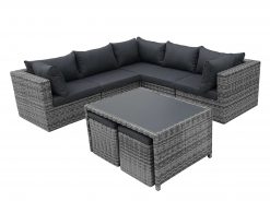 salou hoekbank met koffietafel halfmoon dark grey 247x184 - Fonteyn | Loungeset Salou Met Koffietafel | Halfmoon Dark Grey