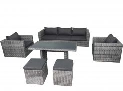 salou loungeset met hoge tafel dark grey halfmoon 247x184 - Fonteyn | Loungeset met Hoge Tafel Salou | Halfmoon Dark Grey