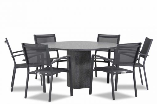 amarilla graniet 140 cm 1 510x340 - Lifestyle Amarilla/Graniet rond 140 cm dining tuinset 7-delig stapelbaar