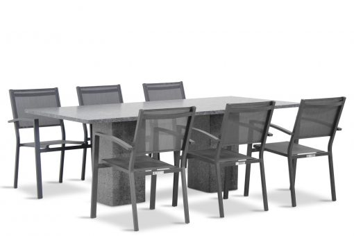 amarilla tuinstoel met tuintafel graniet met 2 kolommen 510x340 - Lifestyle Amarilla/Graniet 220 cm dining tuinset 7-delig