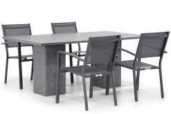 amarilla tuinset antracite 5d graniet rechthoek 247x165 - Lifestyle Amarilla/Graniet 180 cm dining tuinset 5-delig stapelbaar