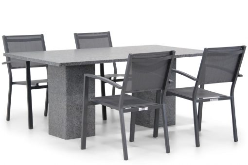 amarilla tuinset antracite 5d graniet rechthoek 510x340 - Lifestyle Amarilla/Graniet 180 cm dining tuinset 5-delig stapelbaar