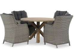 buckingham tuinset kubu 5d sand city 247x165 - Garden Collections Buckingham/Sand City rond 120 cm dining tuinset 5-delig