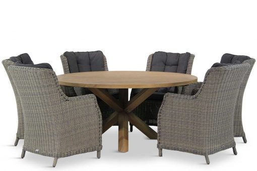 buckingham tuinset kubu 7d sand city 510x340 - Garden Collections Buckingham/Sand City rond 160 cm dining tuinset 7-delig