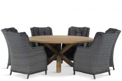 buckingham tuinset off black 7d sand city 247x165 - Garden Collections Buckingham/Sand City rond 160 cm dining tuinset 7-delig