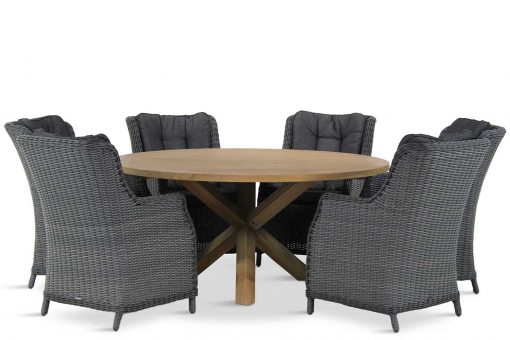 buckingham tuinset off black 7d sand city 510x340 - Garden Collections Buckingham/Sand City rond 160 cm dining tuinset 7-delig