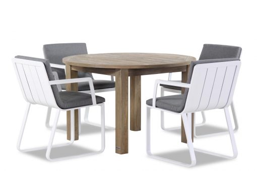 estancia white brighton tafel 120 cm rond 1 510x340 - Lifestyle Estancia/Brighton 120 cm rond dining tuinset 5-delig