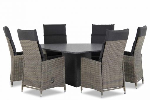 madera kubu graniet triangel 1 510x340 - Garden Collections Madera/Graniet triangel 170 cm dining tuinset 7-delig