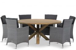 orlando tuinset flat antraciet 7d sand city 247x165 - Garden Collections Orlando/Sand City rond 160 cm dining tuinset 7-delig