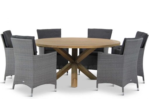 orlando tuinset flat antraciet 7d sand city 510x340 - Garden Collections Orlando/Sand City rond 160 cm dining tuinset 7-delig