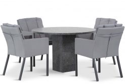 parma tuinset antracite 5d graniet rond 1  247x165 - Lifestyle Parma/Graniet 120 cm rond dining tuinset 5-delig