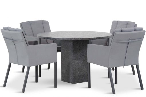 parma tuinset antracite 5d graniet rond 1 510x340 - Lifestyle Parma/Graniet 120 cm rond dining tuinset 5-delig