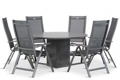 royal club tuinset antracite 7d graniet rond 247x165 - Hartman Royal Club/Graniet 140 cm dining tuinset 5-delig