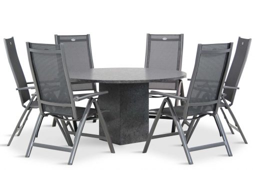 royal club tuinset antracite 7d graniet rond 510x340 - Hartman Royal Club/Graniet 140 cm dining tuinset 5-delig