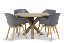 sophie xerix teak met sand city tafel 120 cm rond 247x165 - Hartman Sophie teak/Sand City rond 120 cm dining tuinset 5-delig