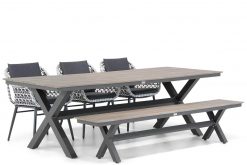 dolphin blackwhite stoel met forest tafel 240cm en bank picknick tuinset 6 persoons 247x165 - Lifestyle Dolphin/Forest 240 cm dining tuinset 5-delig
