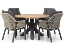 lifestyle verona rope dining tuinstoel taupe met rockville tuintafel 120 cm 247x165 - Lifestyle Verona/Rockville 120 cm rond dining tuinset 5-delig