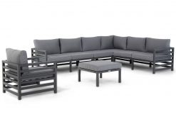 melby aluminium hoek loungeset antraciet met loungestoel middenelement 247x165 - Domani Melby hoek loungeset 6-delig