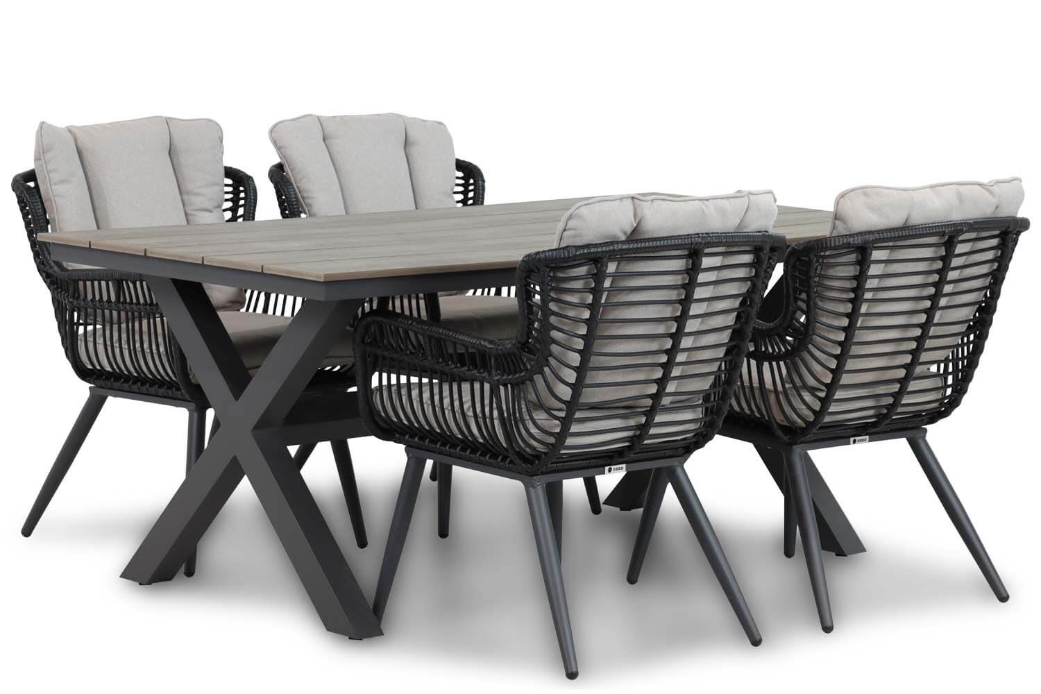 forest 180 met 4 azzano black - Coco Azzano/Forest 180 cm dining tuinset 5-delig