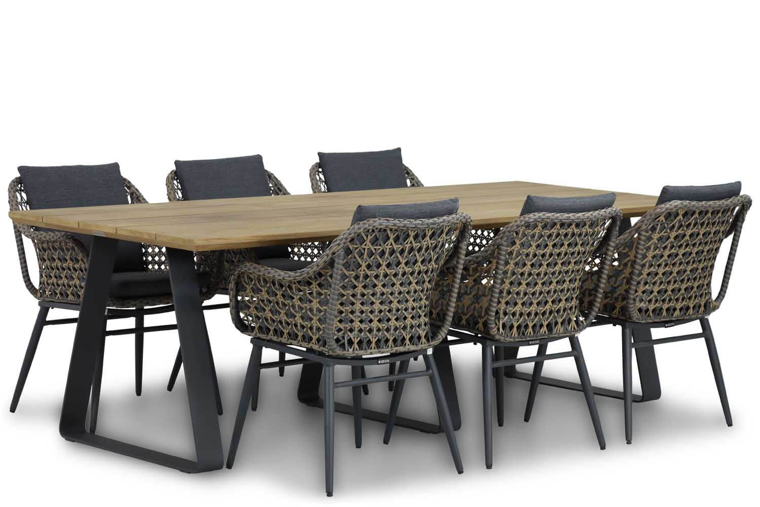 palta 240 met 6 dolphin black taupe - Lifestyle Dolphin/Palta 240 cm dining tuinset 7-delig